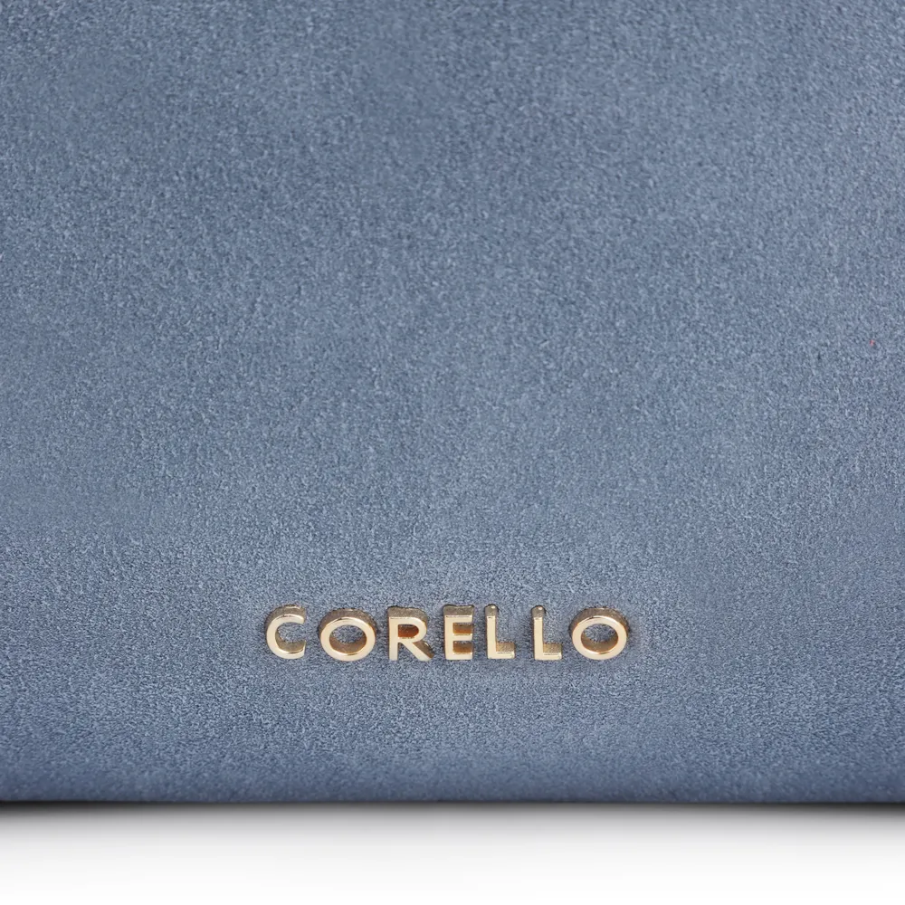 Bolsa Hobo Aplicações Couro Camurça/Couro Azul - imagem 7