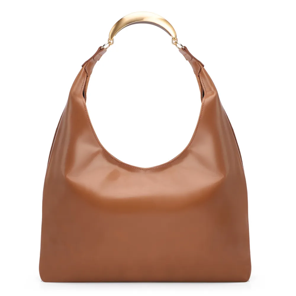 Bolsa Hobo Aplicações Couro Camurça/Couro Marrom - imagem 4