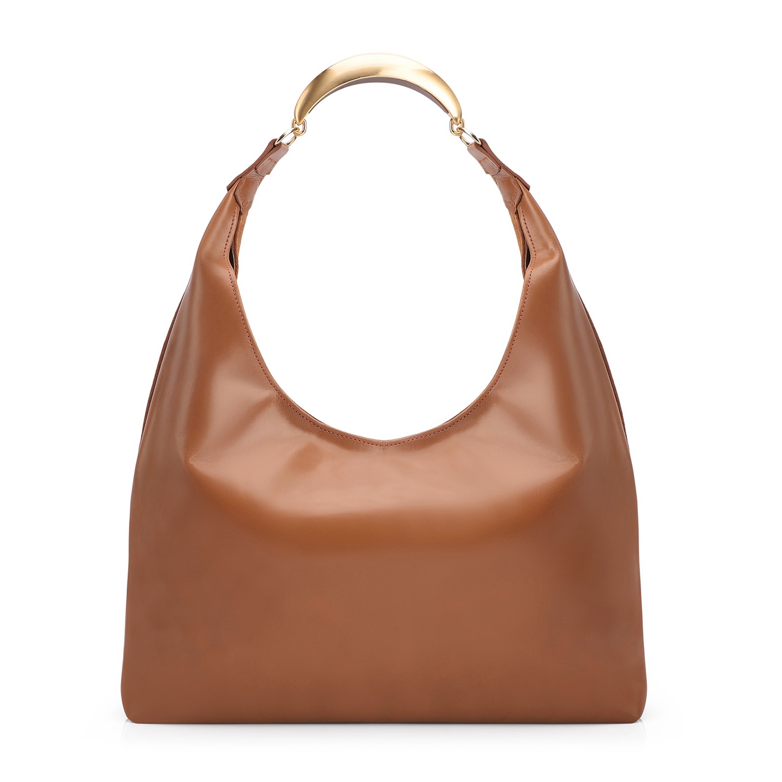 Bolsa Hobo Aplicações Couro Camurça/Couro Marrom