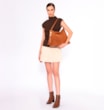 Bolsa Hobo Argola Couro Camurça/Couro Marrom - imagem 9