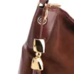 Bolsa Hobo Argola Couro Camurça/Couro Marrom Escuro - imagem 5