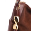 Bolsa Hobo Argola Couro Camurça/Couro Marrom Escuro - imagem 5