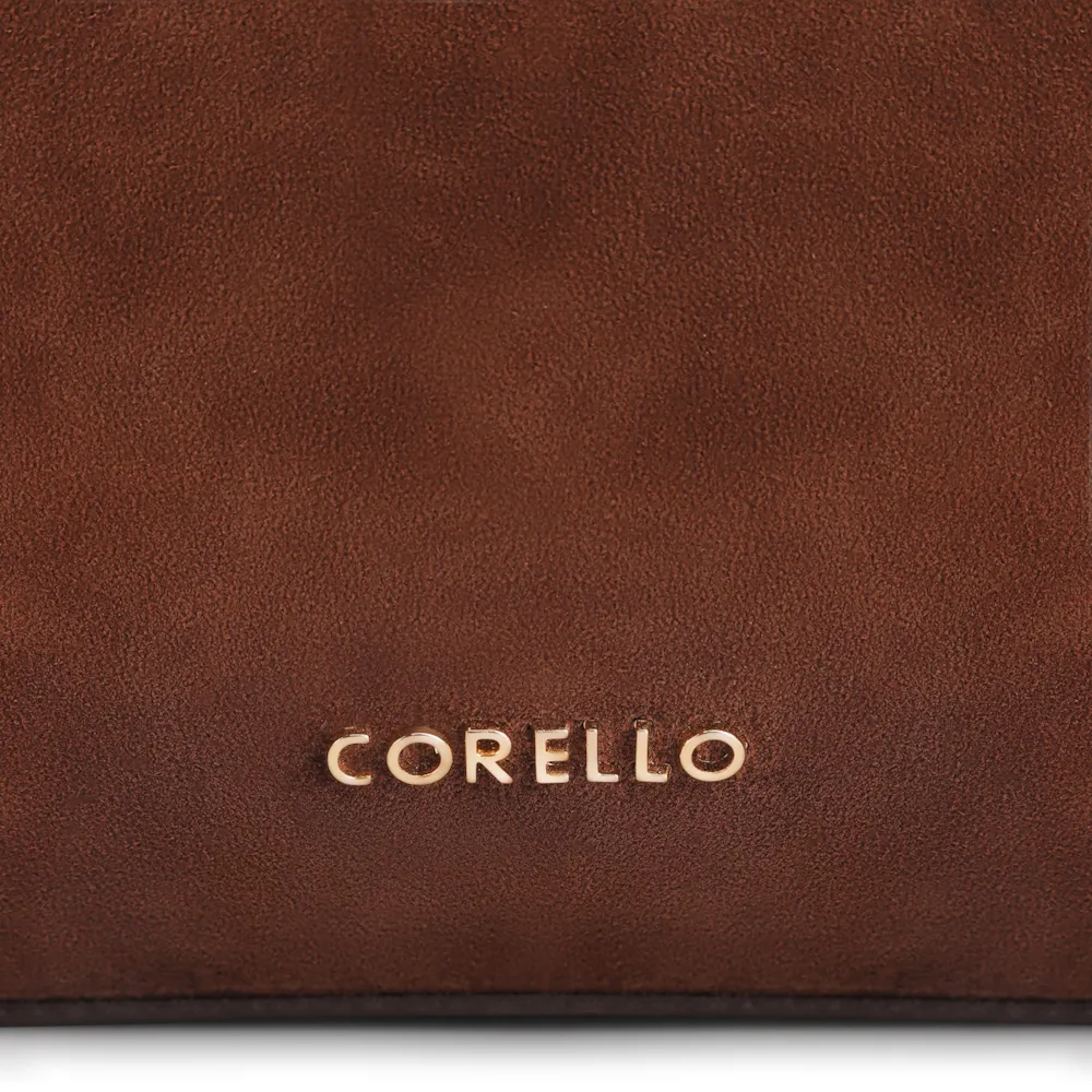 Bolsa Hobo Argola Couro Camurça/Couro Marrom Escuro - imagem 6
