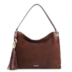 Bolsa Hobo Argola Couro Camurça/Couro Marrom Escuro - imagem 1