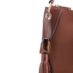 Bolsa Hobo Argola Couro Camurça/Couro Marrom Escuro - imagem 5