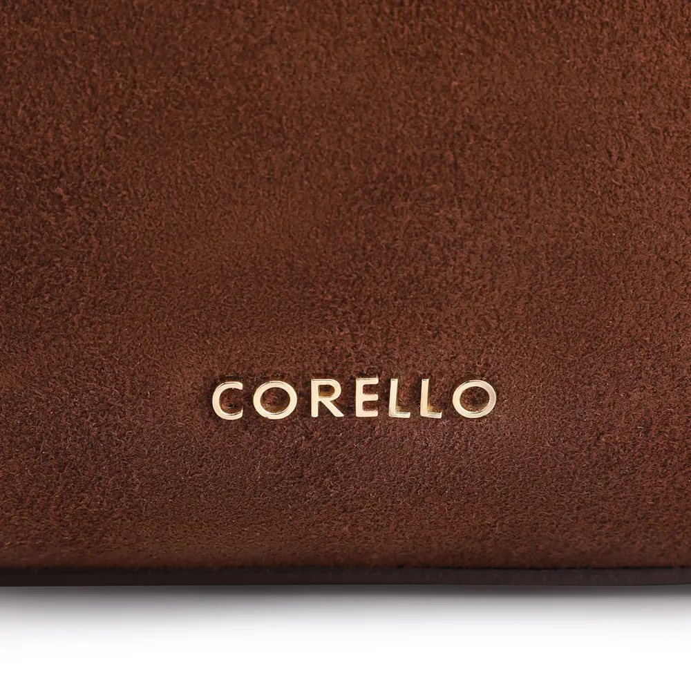 Bolsa Hobo Argola Couro Camurça/Couro Marrom Escuro - imagem 6