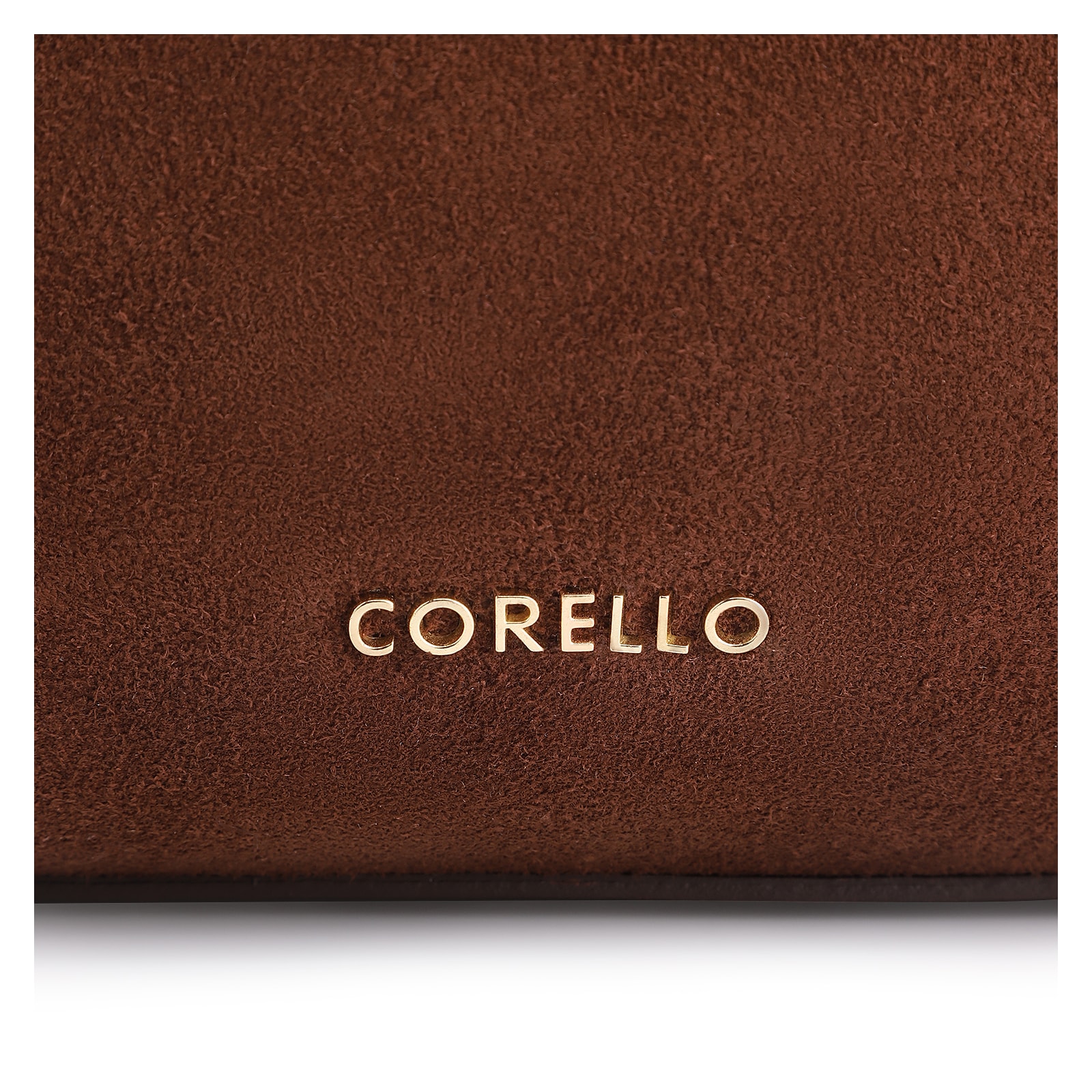 Bolsa Hobo Argola Couro Camurça/Couro Marrom Escuro