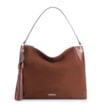 Bolsa Hobo Argola Couro Camurça/Couro Marrom Escuro - imagem 1
