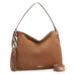 Bolsa Hobo Argola Couro Camurça Marrom/Couro Marrom - imagem 2