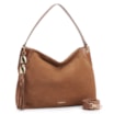Bolsa Hobo Argola Couro Camurça Marrom/Couro Marrom - imagem 2