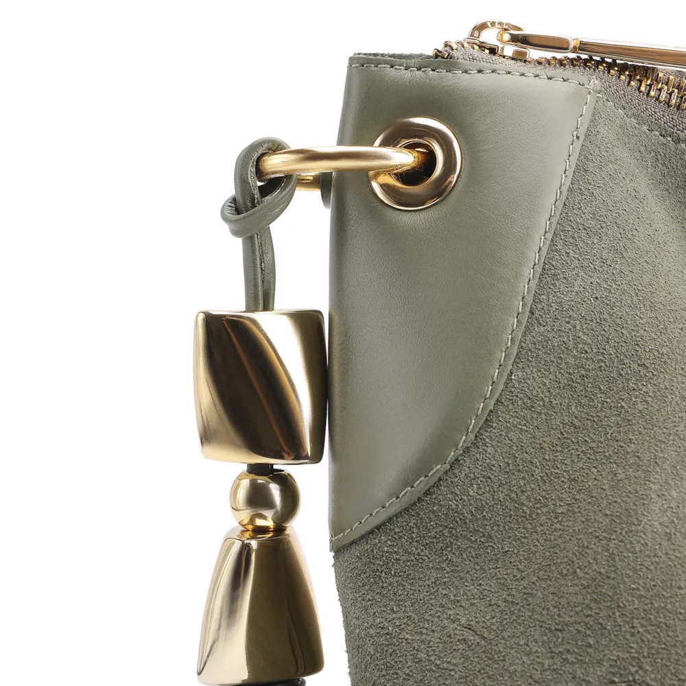 Bolsa Hobo Argola Couro Camurça Verde/Couro Verde - imagem 8