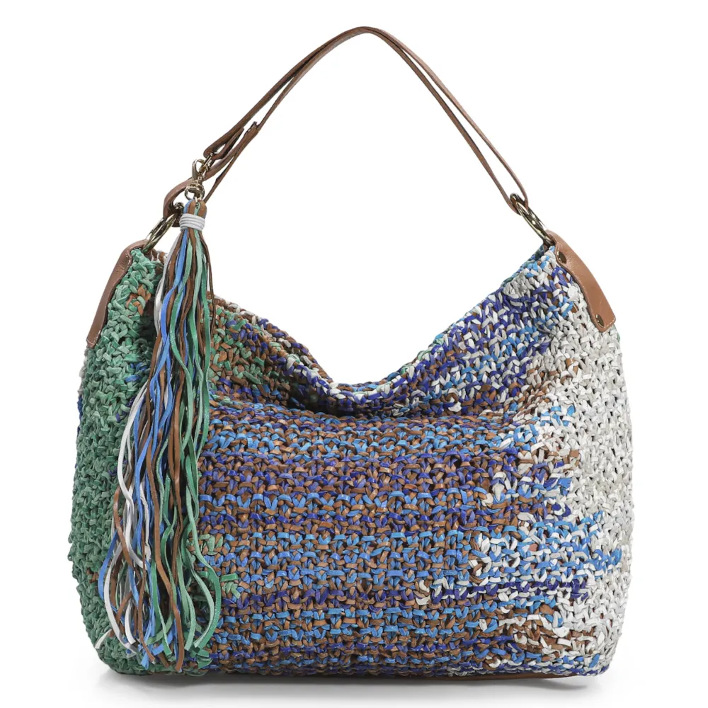 Bolsa Hobo Azul/Caramelo/Verde/Branco