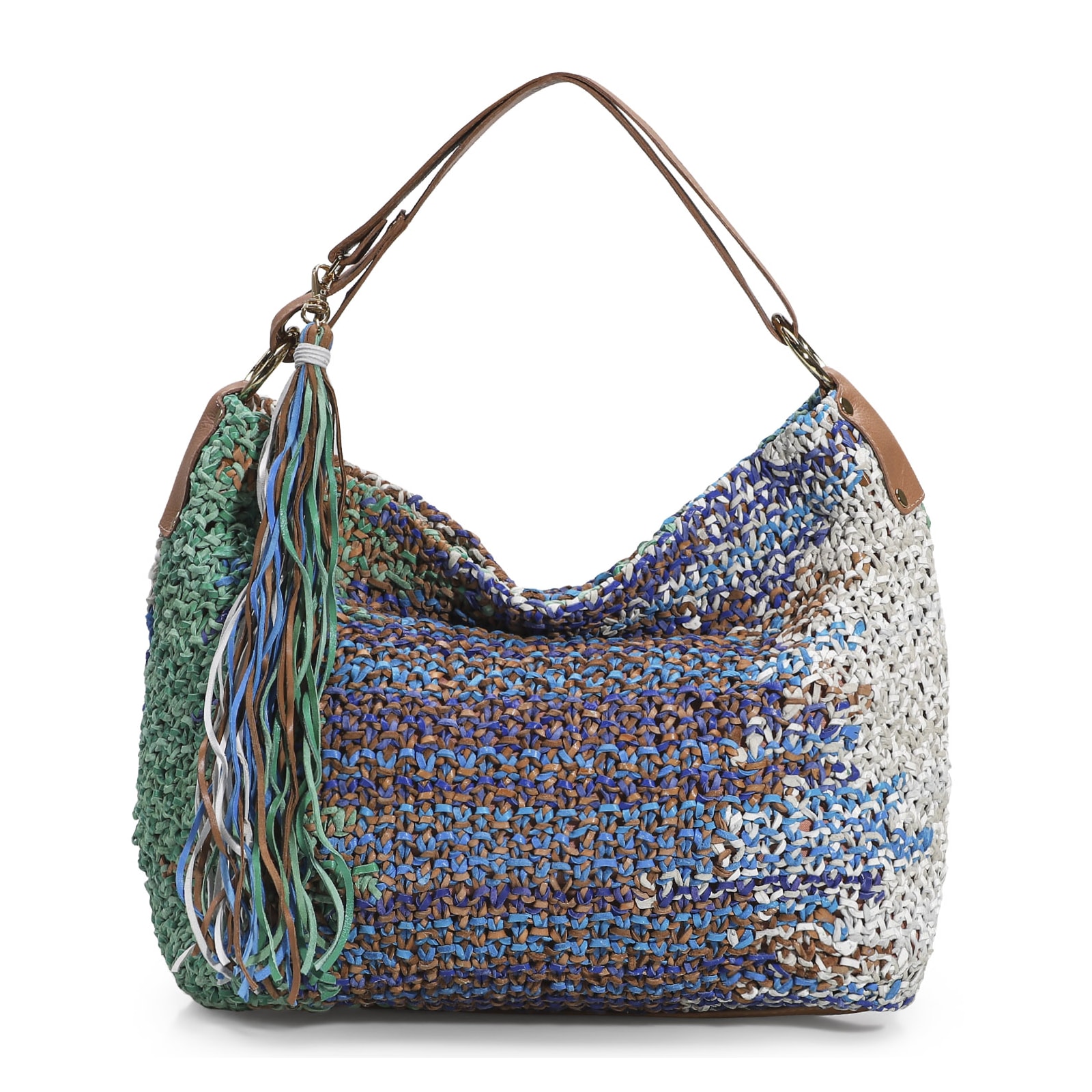Bolsa Hobo Azul/Caramelo/Verde/Branco