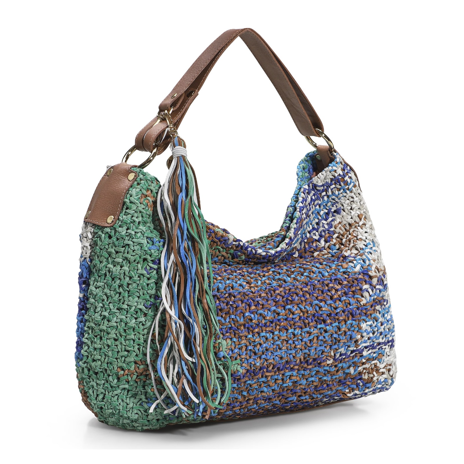 Bolsa Hobo Azul/Caramelo/Verde/Branco