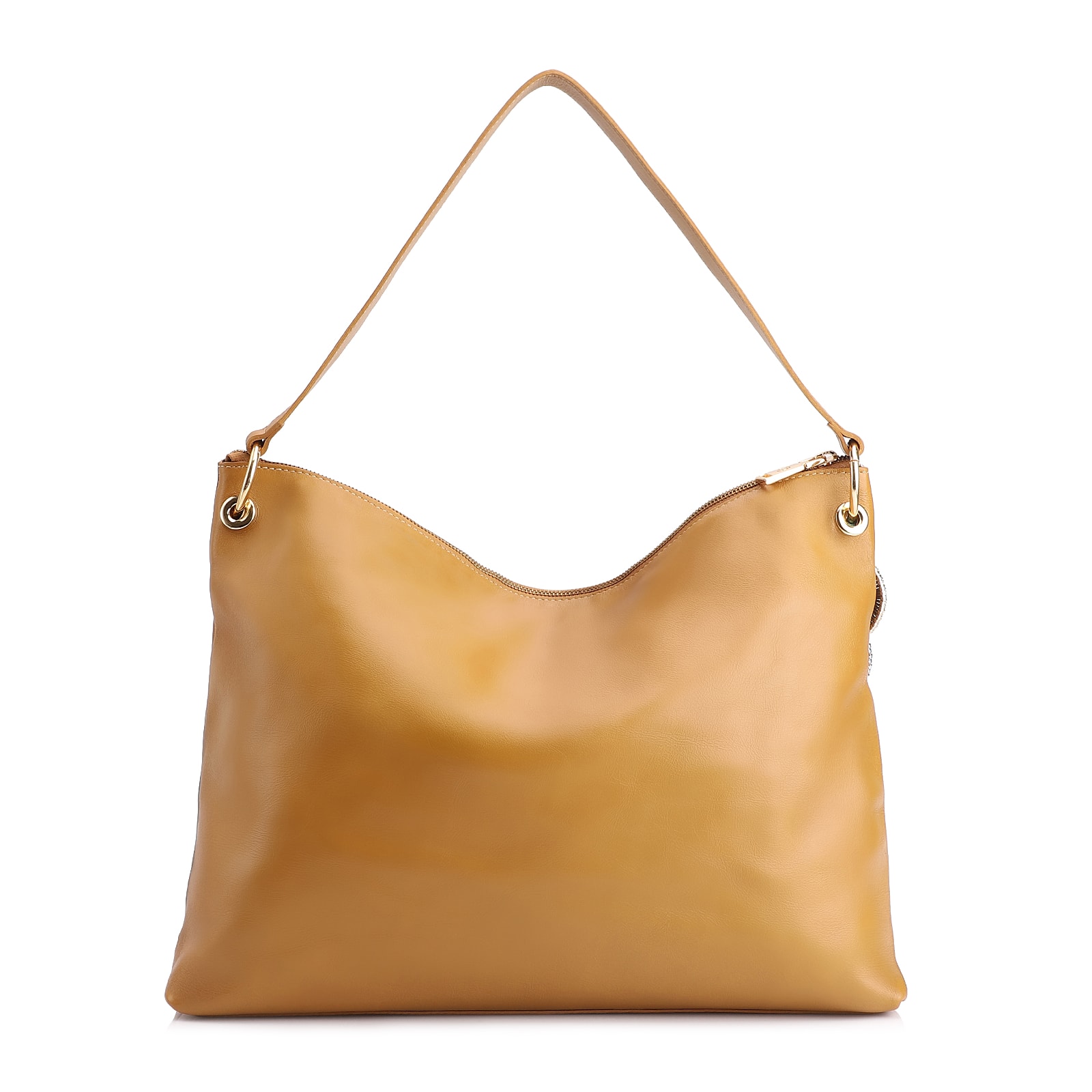 Bolsa Hobo Bag Charm Couro Amarelo
