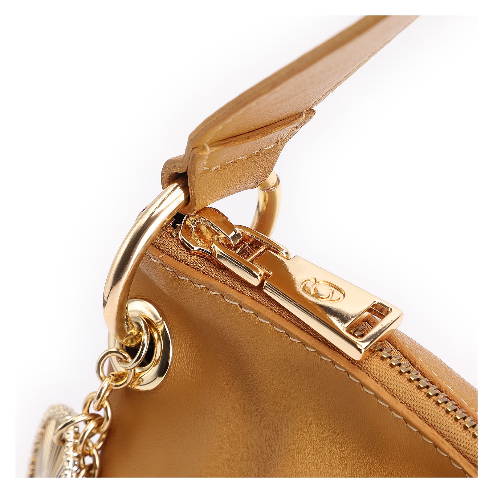 Bolsa Hobo Bag Charm Couro Amarelo