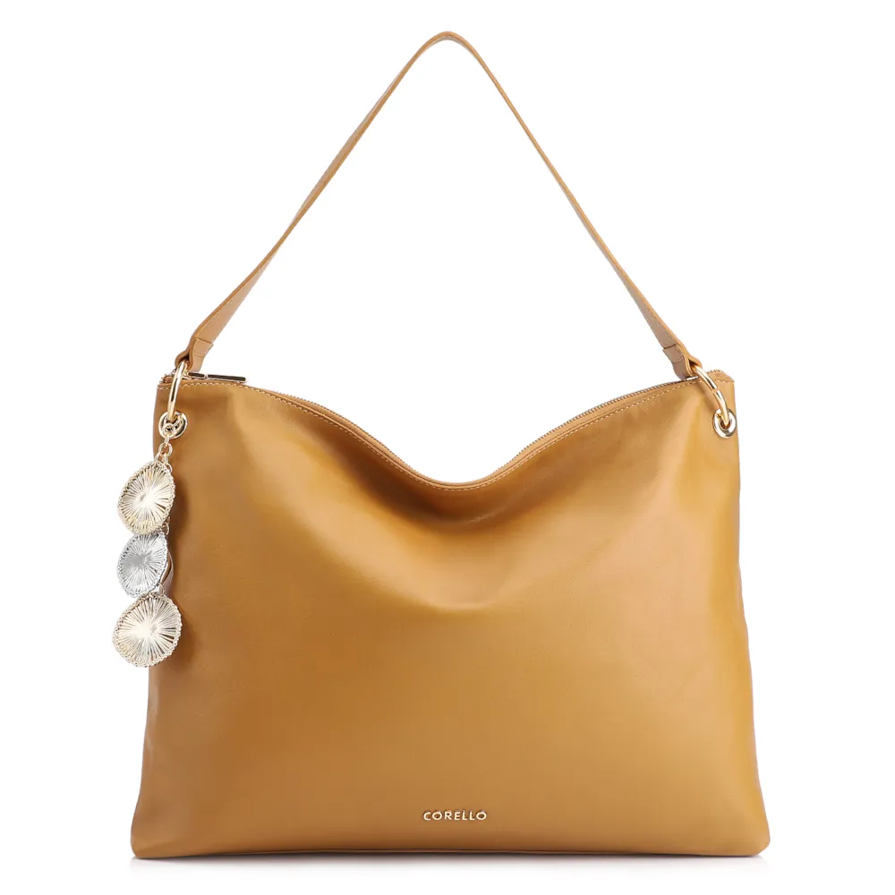 Bolsa Hobo Bag Charm Couro Amarelo
