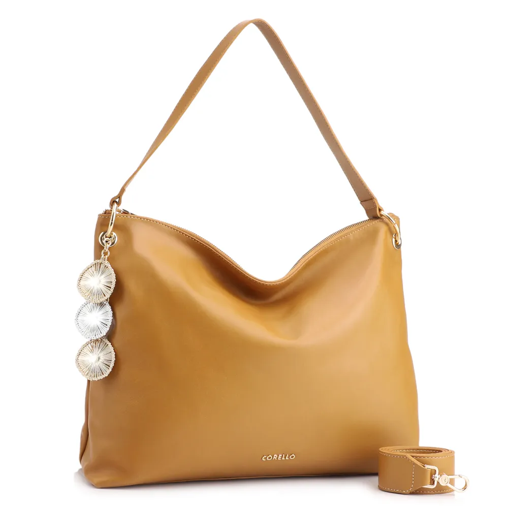 Bolsa Hobo Bag Charm Couro Amarelo - imagem 2