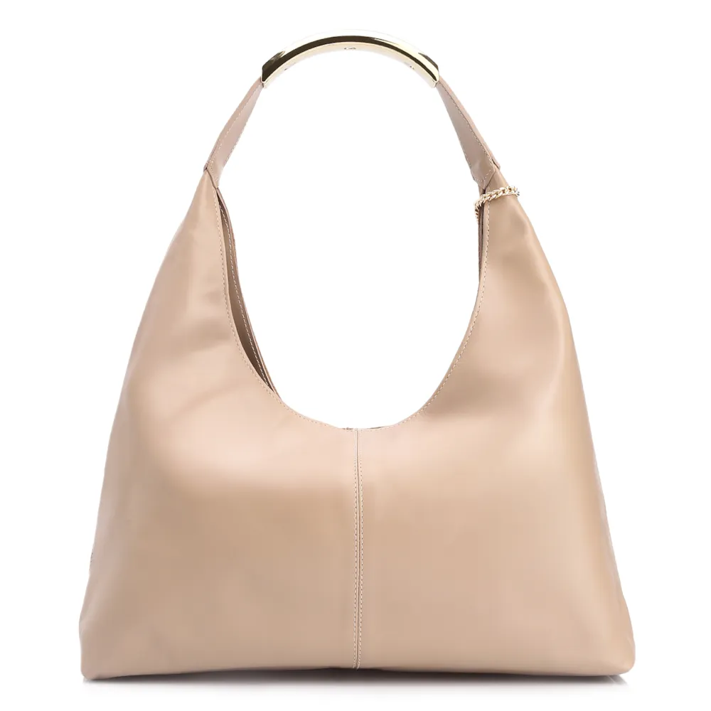 Bolsa Hobo Bag Charm Couro Camurça/Couro Bege - imagem 4