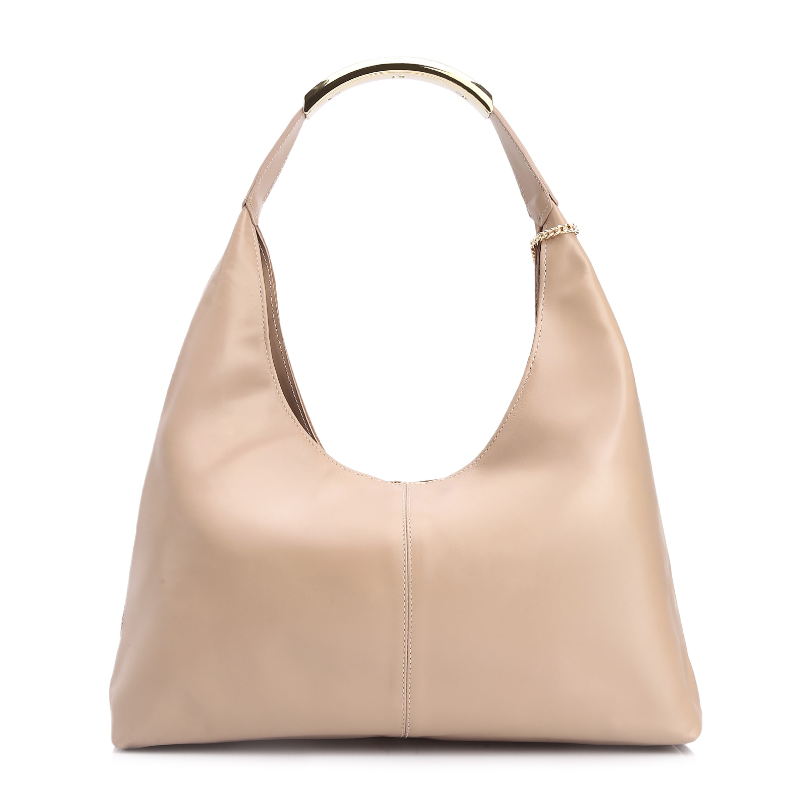 Bolsa Hobo Bag Charm Couro Camurça/Couro Bege