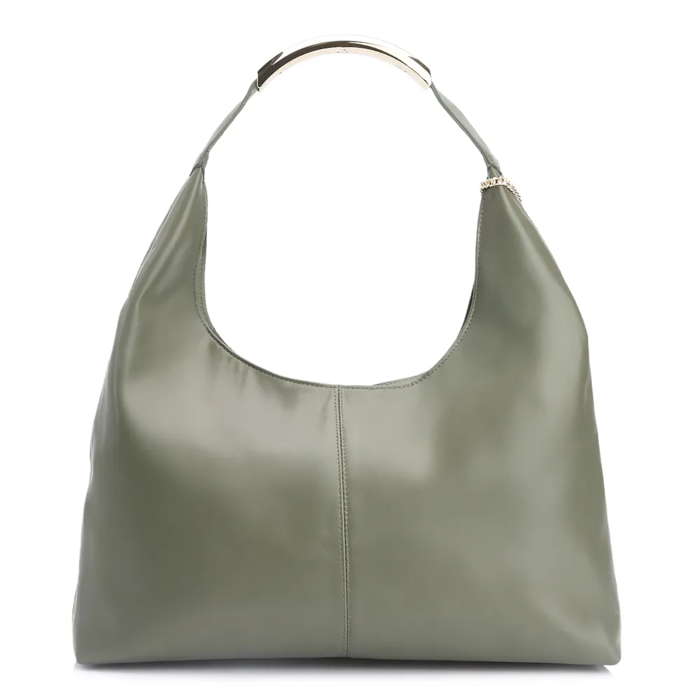 Bolsa Hobo Bag Charm Couro Camurça/Couro Verde - imagem 4