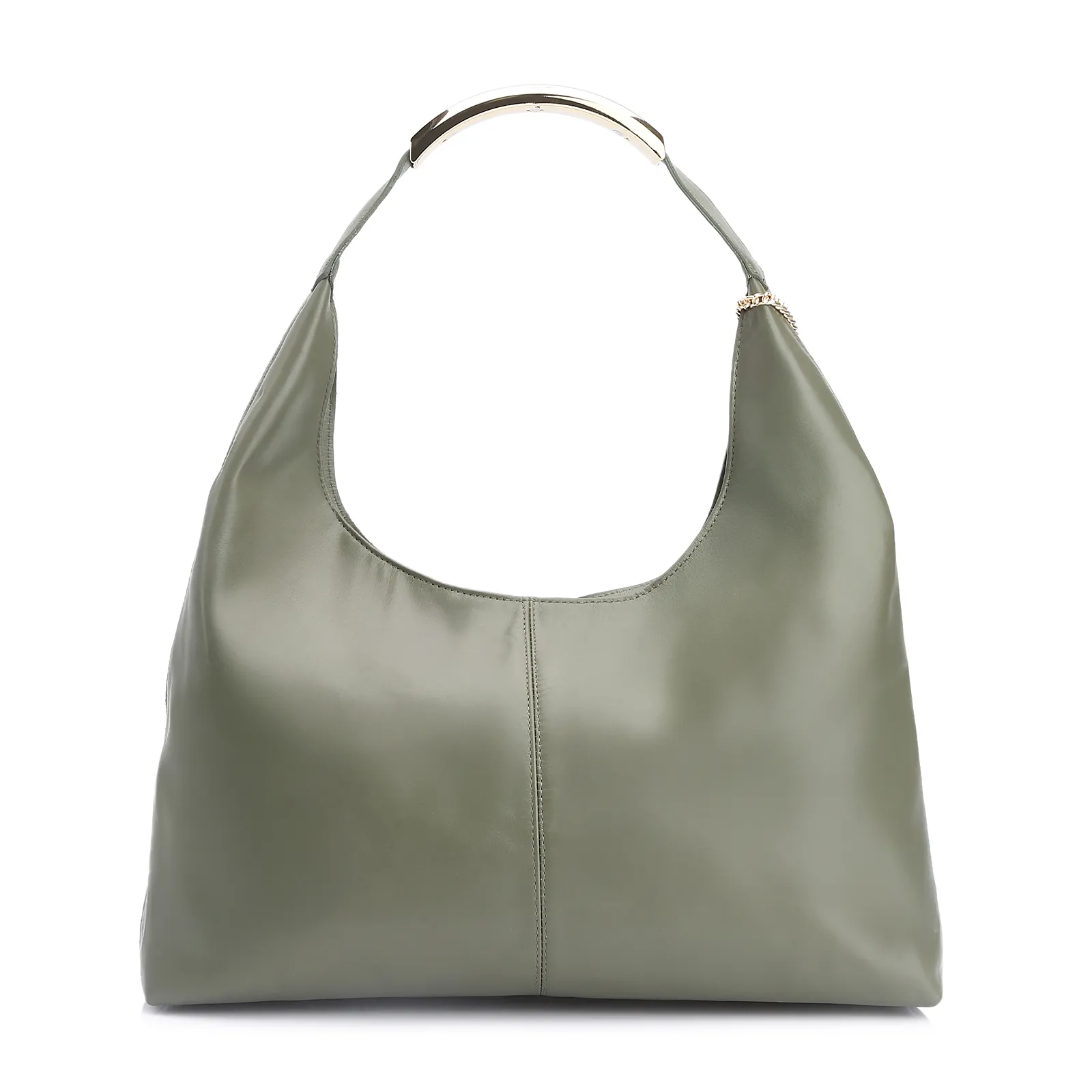 Bolsa Hobo Bag Charm Couro Camurça/Couro Verde