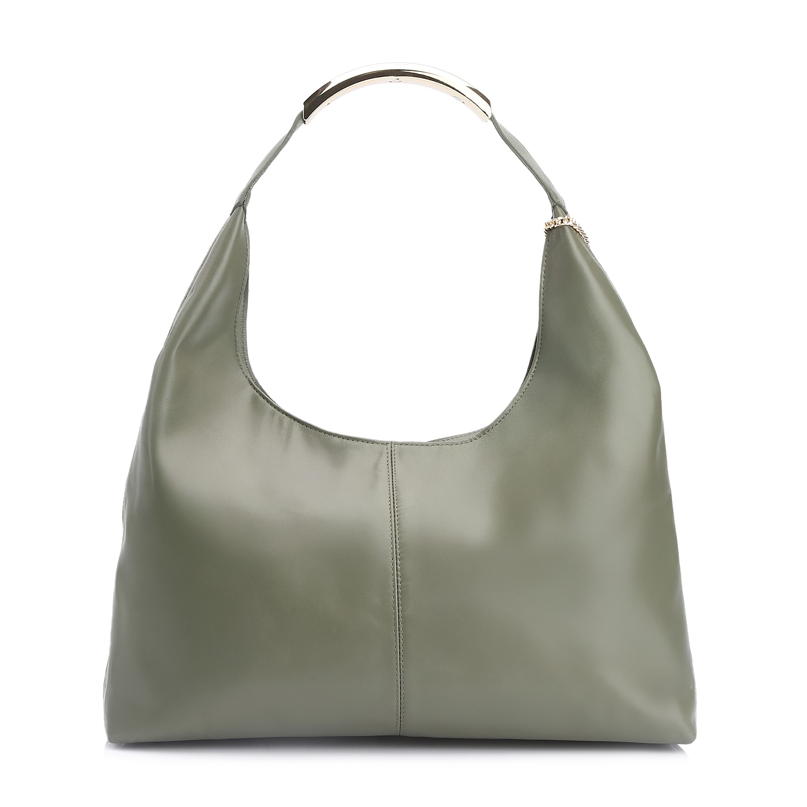 Bolsa Hobo Bag Charm Couro Camurça/Couro Verde