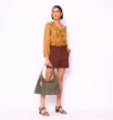 Bolsa Hobo Bag Charm Couro Camurça/Couro Verde - imagem 7