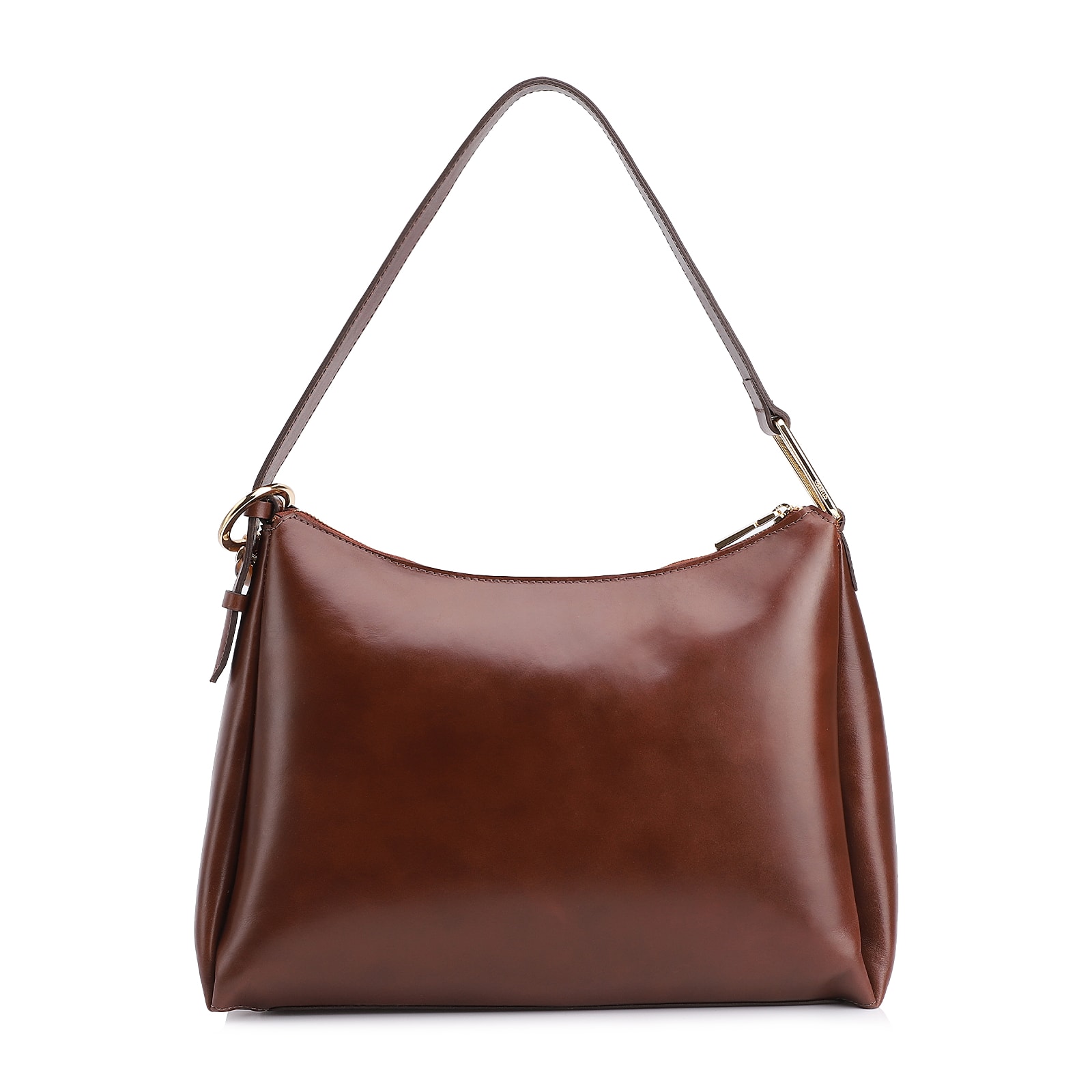 Bolsa Hobo Bag Charm Couro Marrom