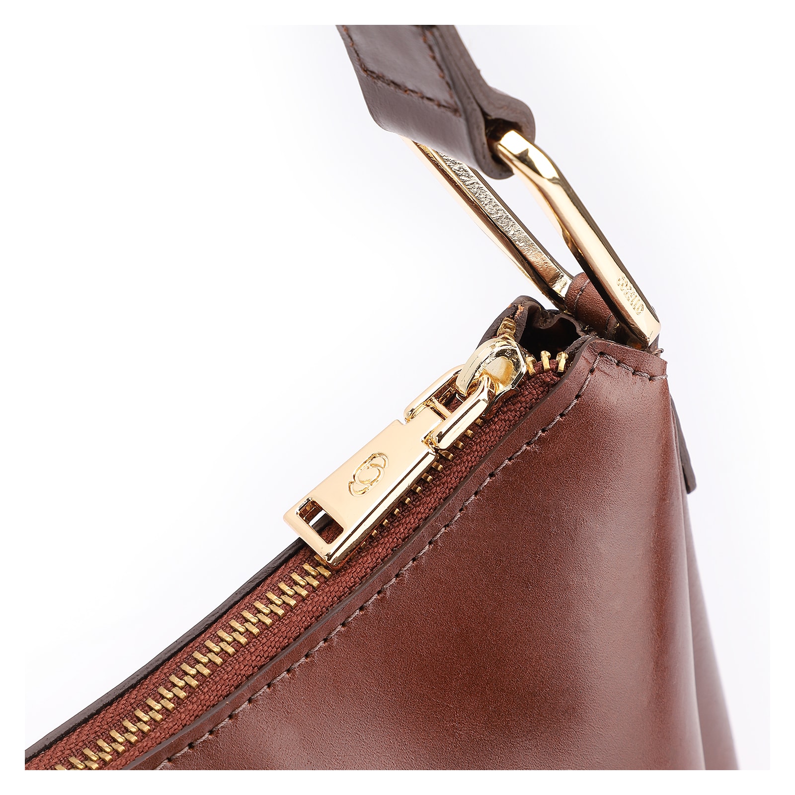 Bolsa Hobo Bag Charm Couro Marrom