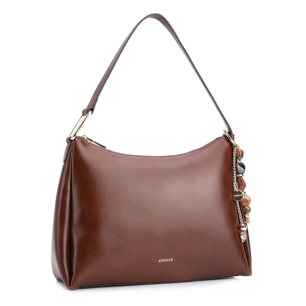 Bolsa Hobo Bag Charm Couro Marrom - imagem 2