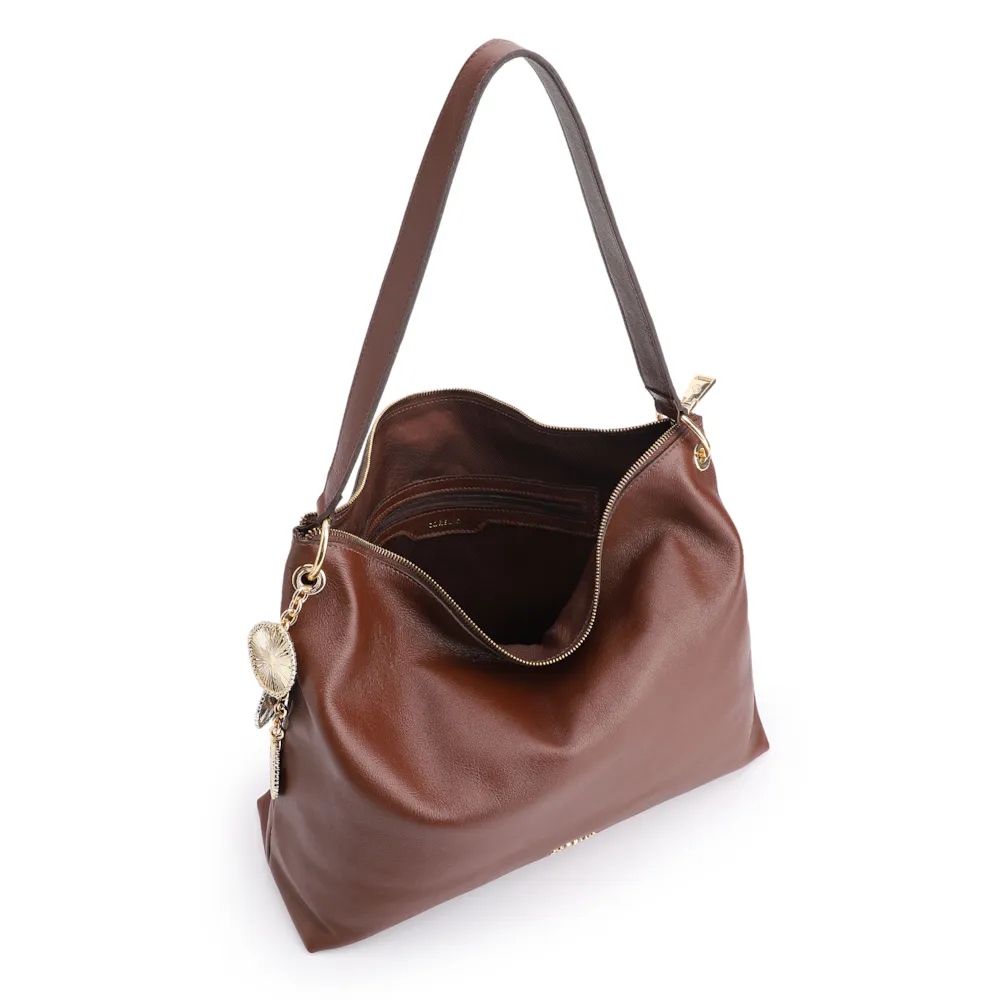 Bolsa Hobo Bag Charm Couro Marrom - imagem 5