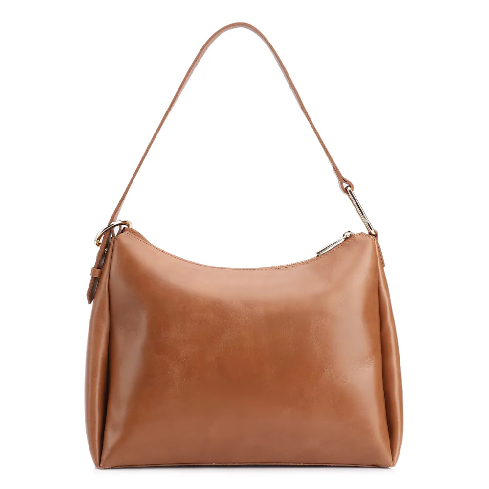 Bolsa Hobo Bag Charm Couro Marrom Claro - imagem 3