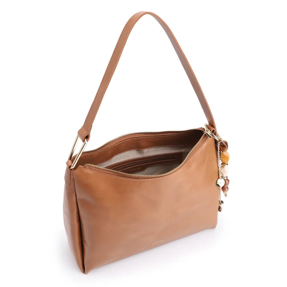 Bolsa Hobo Bag Charm Couro Marrom Claro - imagem 4