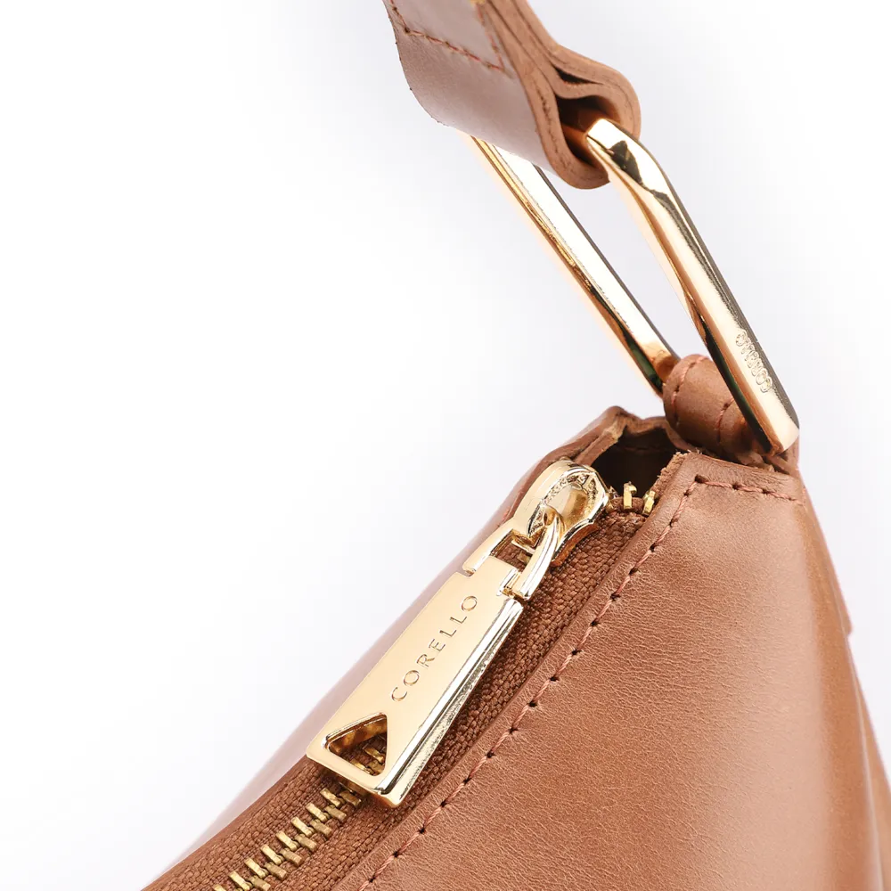 Bolsa Hobo Bag Charm Couro Marrom Claro - imagem 5