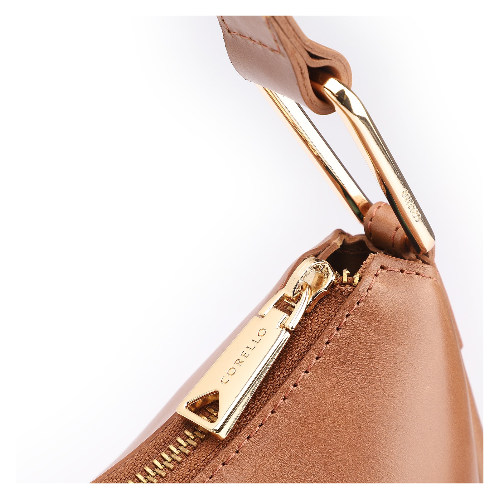 Bolsa Hobo Bag Charm Couro Marrom Claro