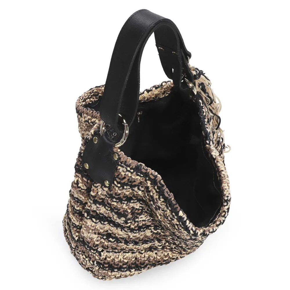 Bolsa Hobo Caramelo/Preto - imagem 4