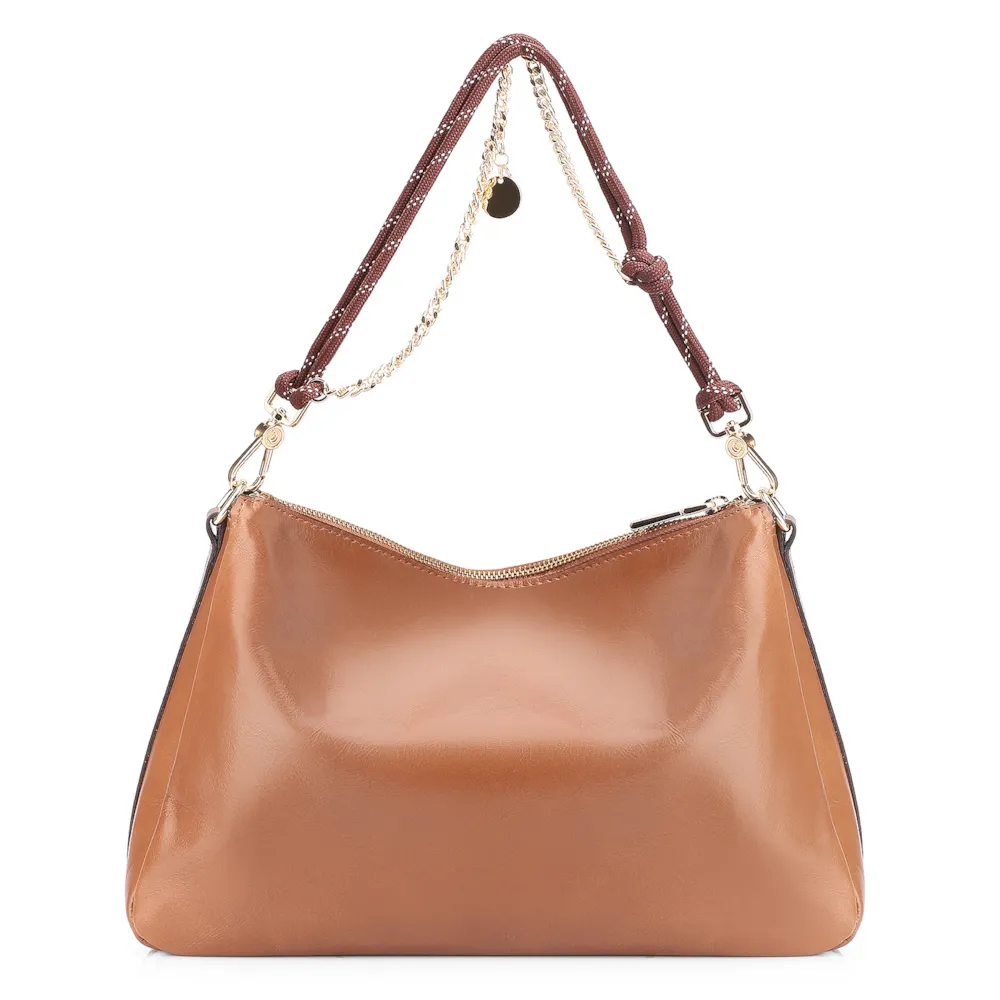 Bolsa Hobo Cordão Couro Marrom - imagem 3