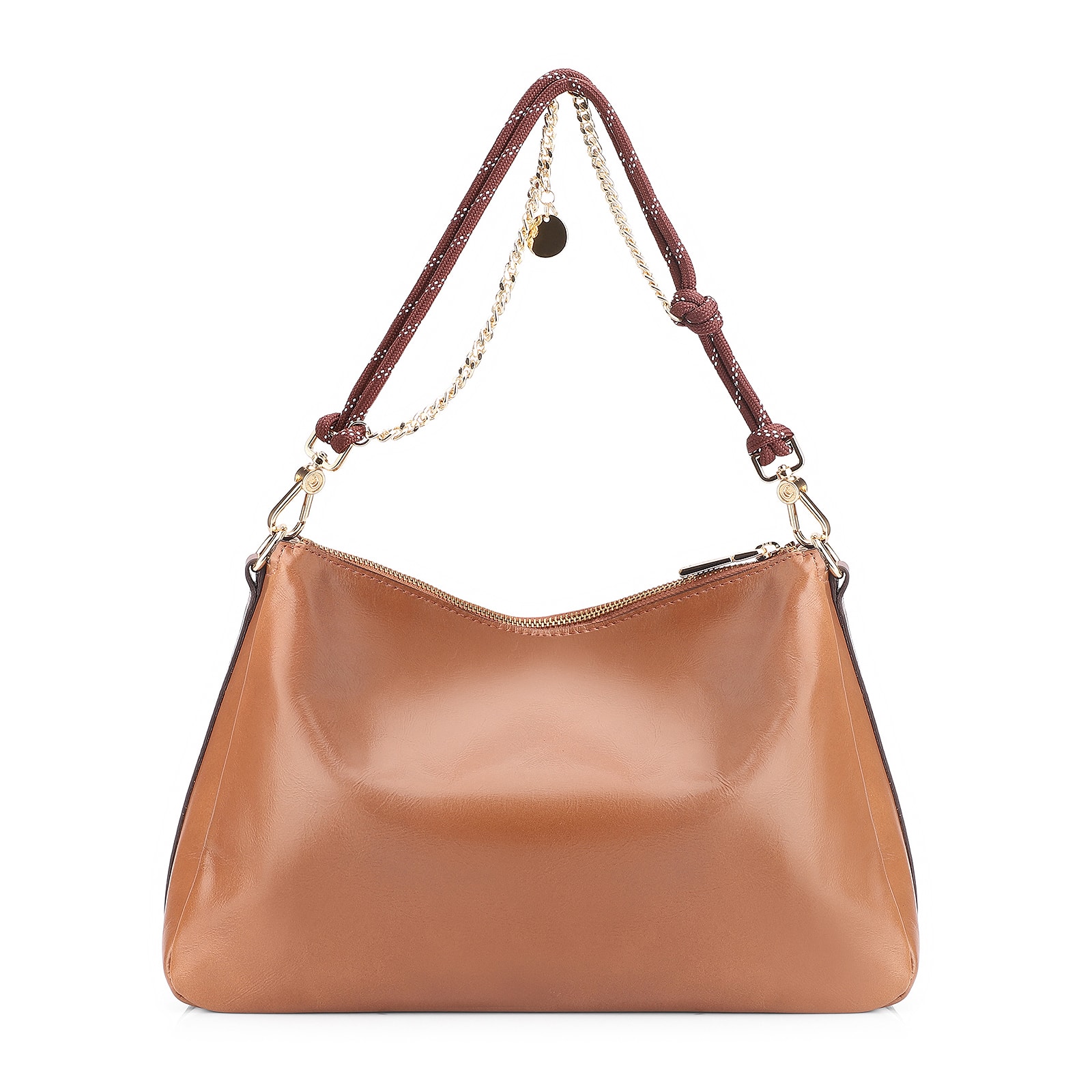 Bolsa Hobo Cordão Couro Marrom