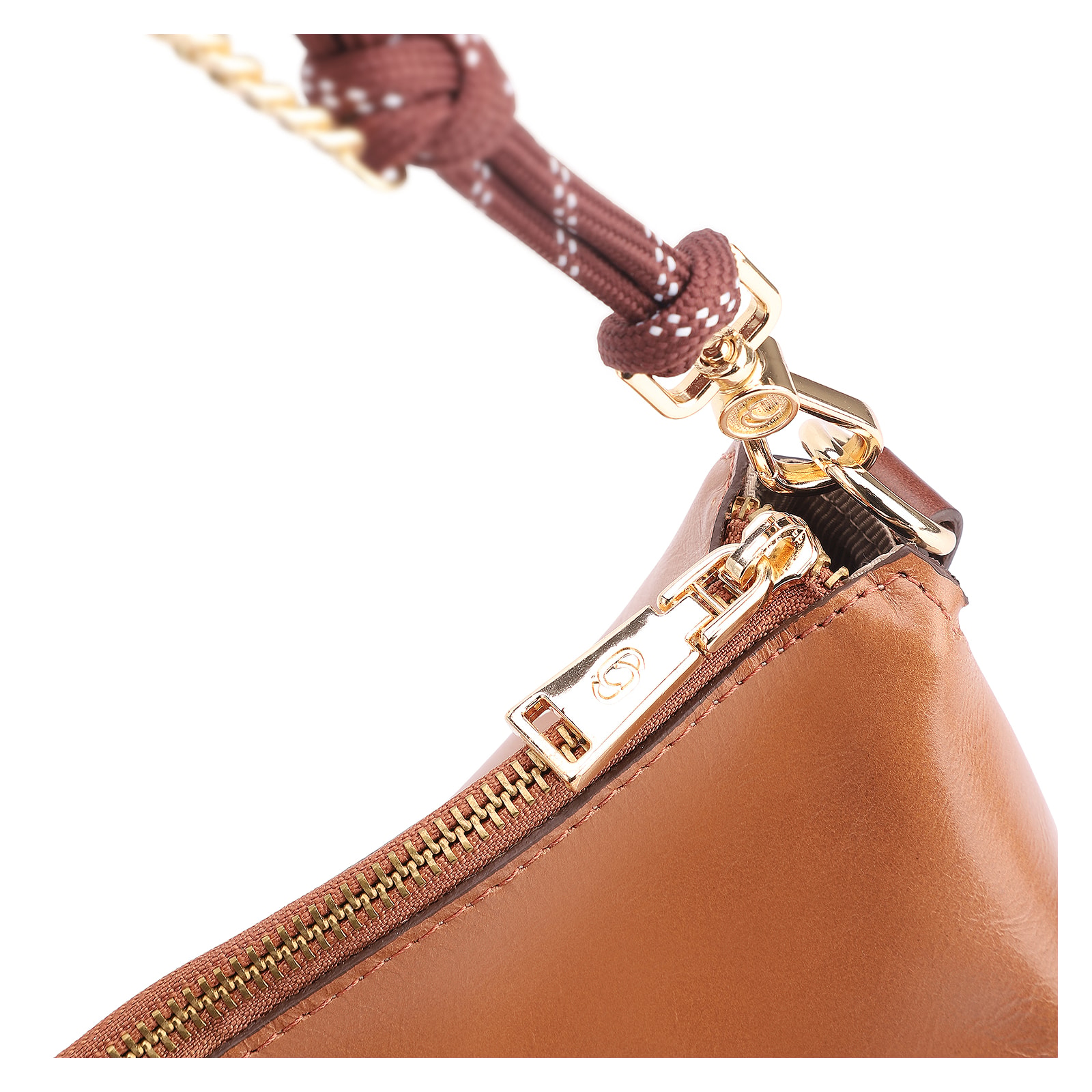 Bolsa Hobo Cordão Couro Marrom
