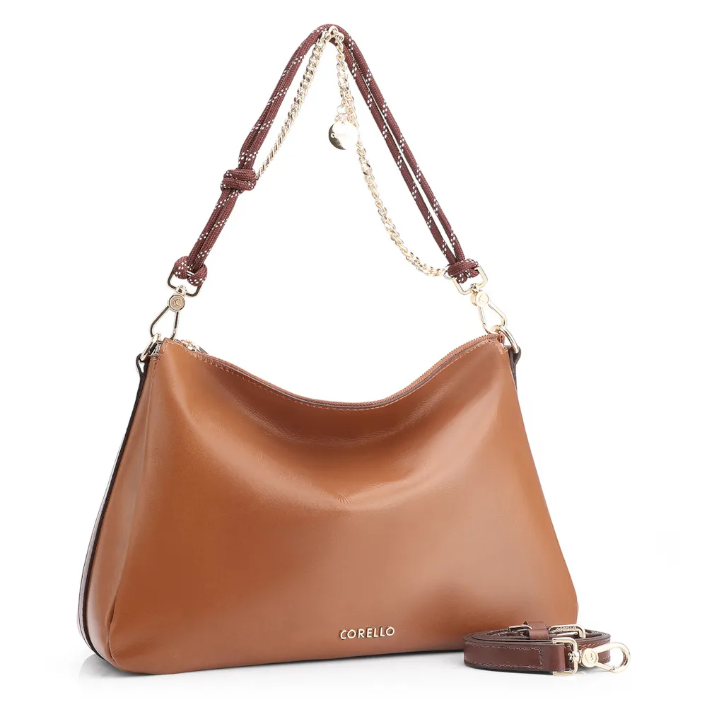Bolsa Hobo Cordão Couro Marrom - imagem 2