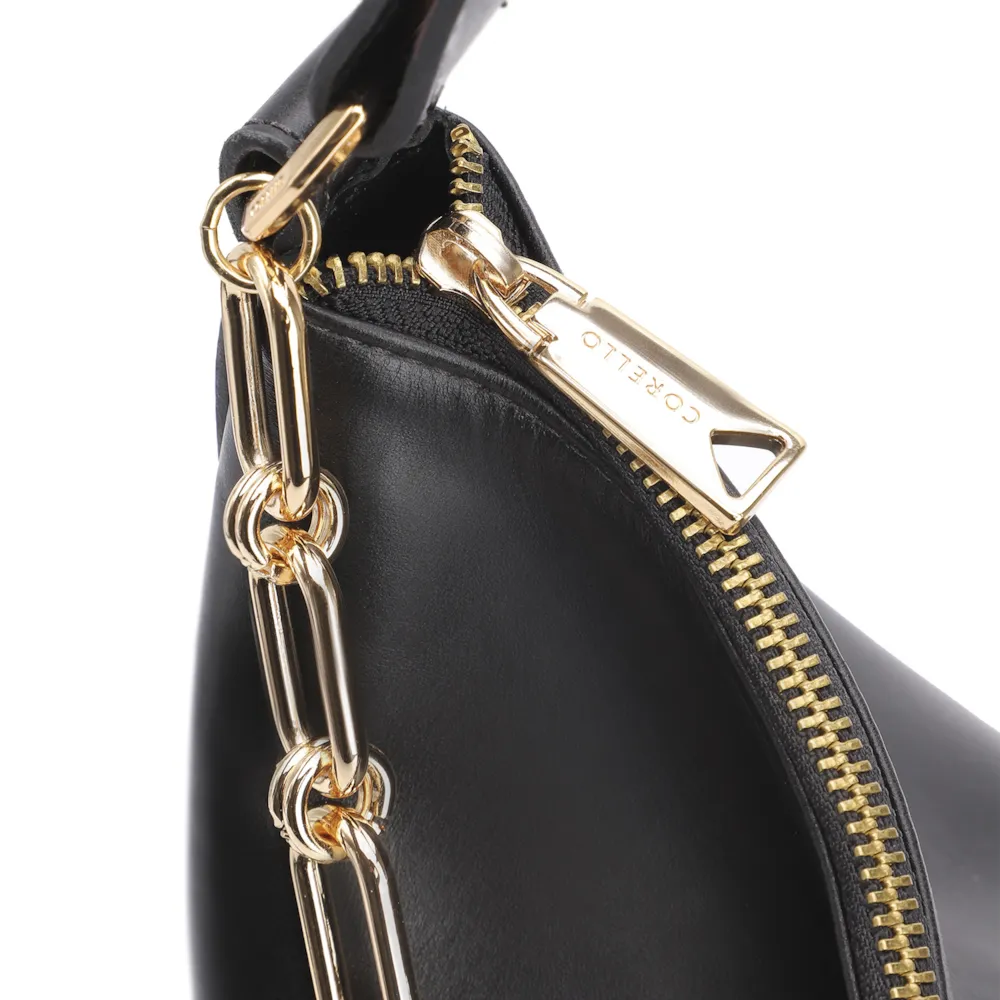 Bolsa Hobo Corrente Couro Preto - imagem 5