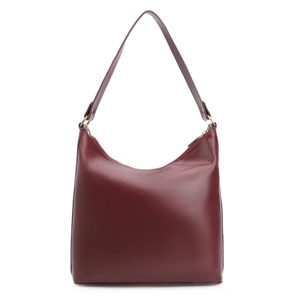 Bolsa Hobo Corrente Couro Vinho - imagem 4