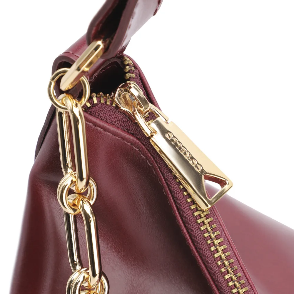 Bolsa Hobo Corrente Couro Vinho - imagem 6