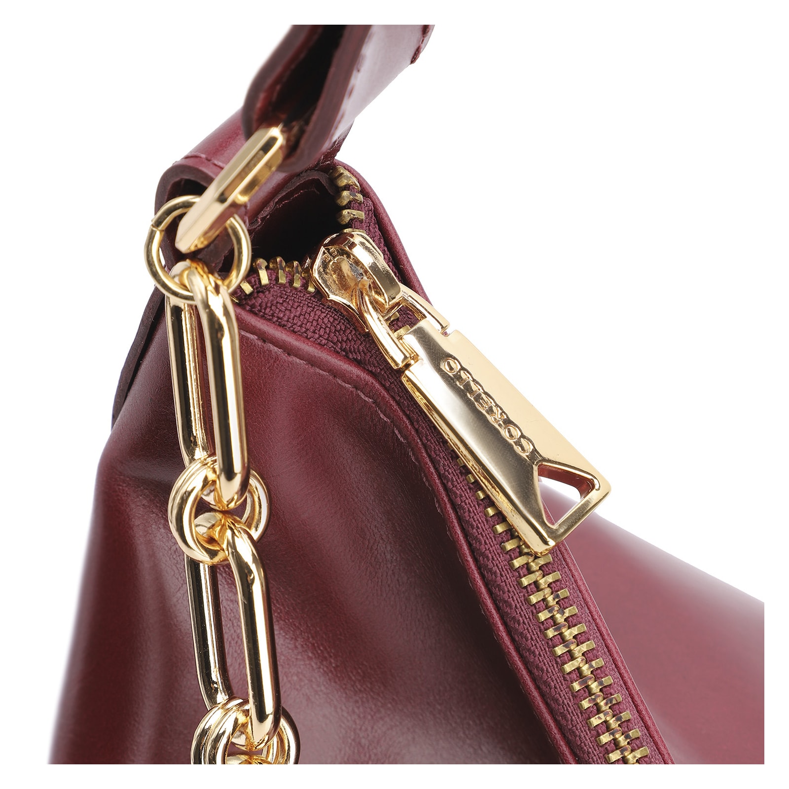 Bolsa Hobo Corrente Couro Vinho