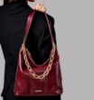 Bolsa Hobo Corrente Couro Vinho - imagem 2