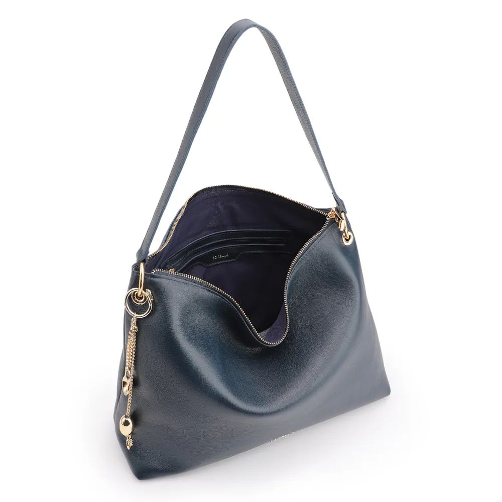 Bolsa Hobo Couro Azul - imagem 4