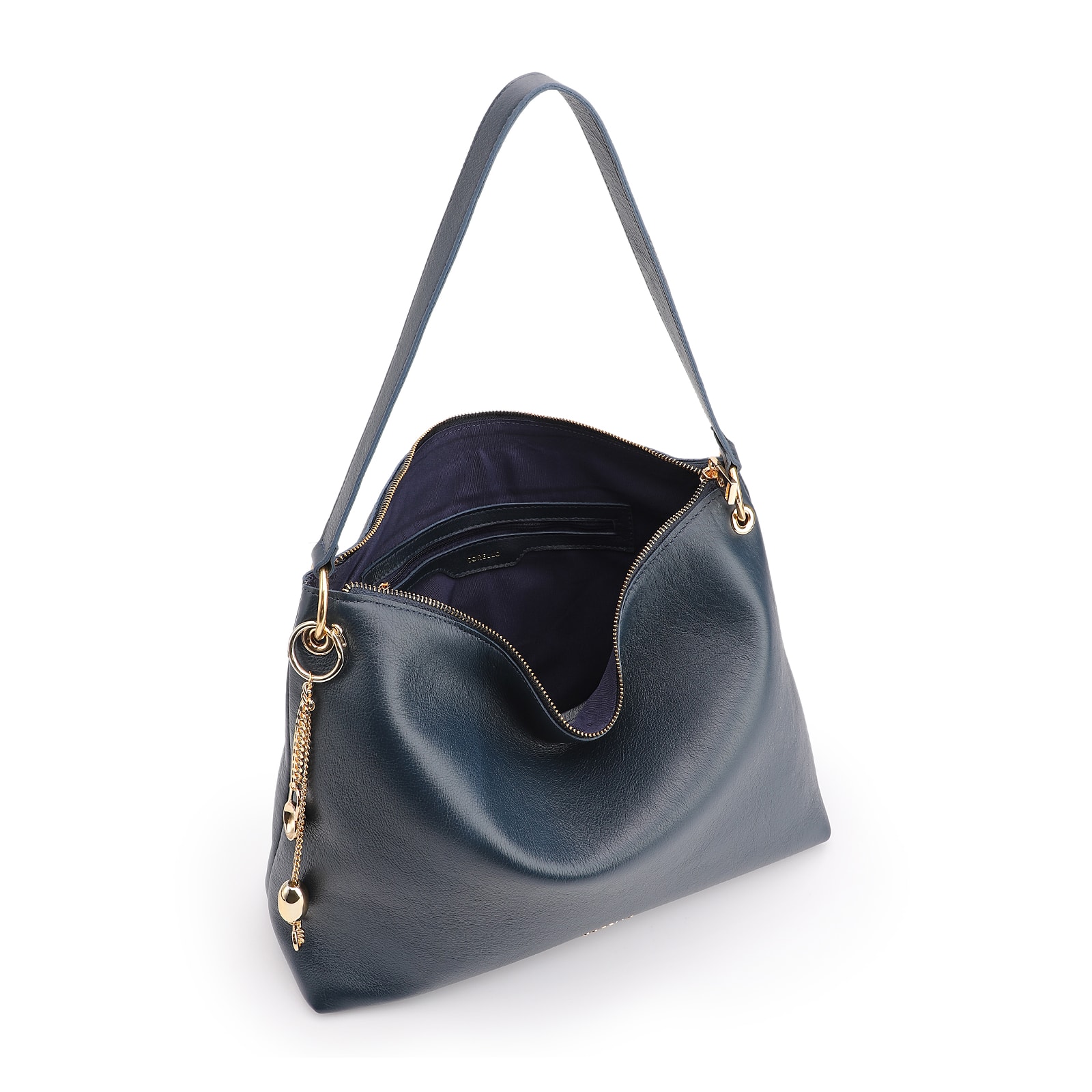 Bolsa Hobo Couro Azul