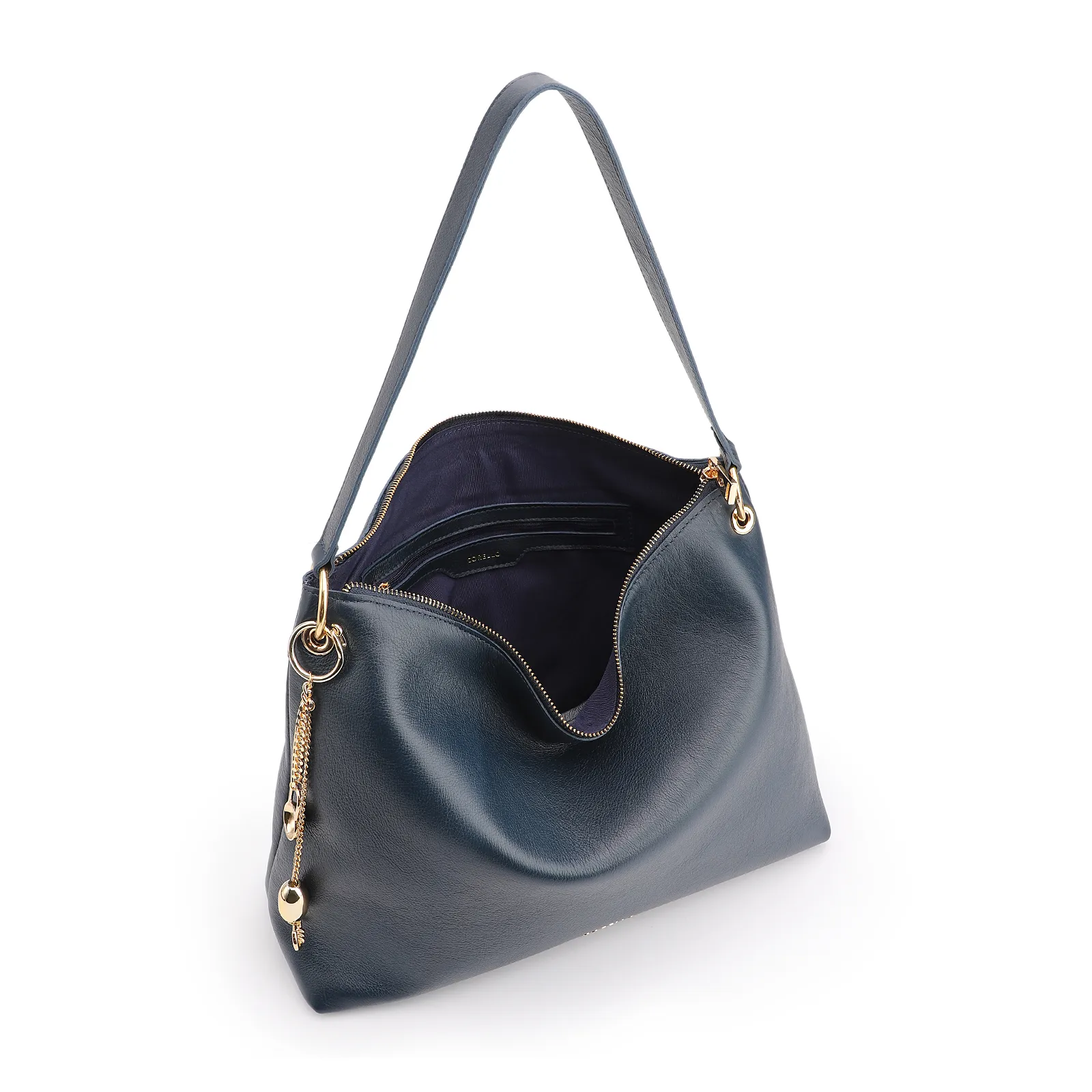 Bolsa Hobo Couro Azul