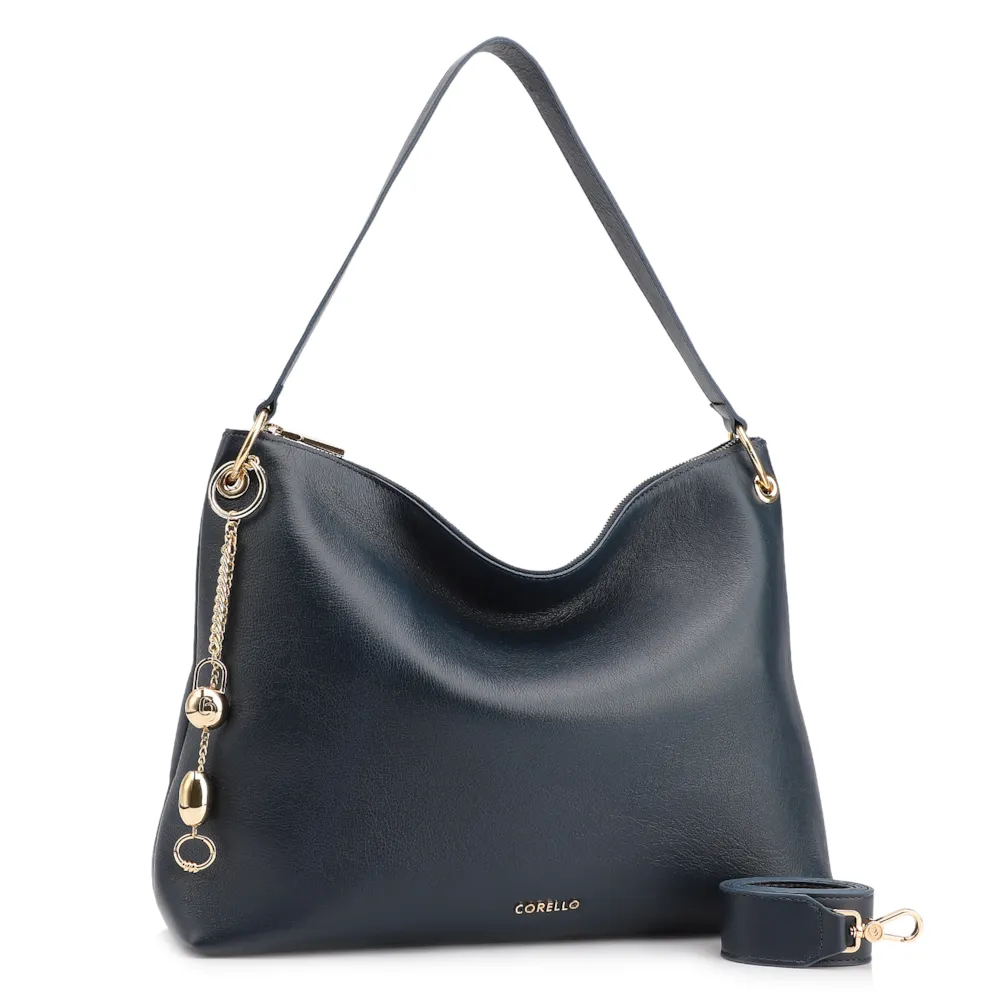 Bolsa Hobo Couro Azul - imagem 2